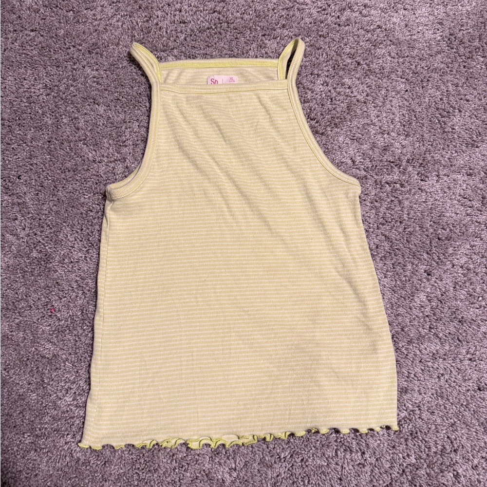 SO Light Yellow Striped Tank Top